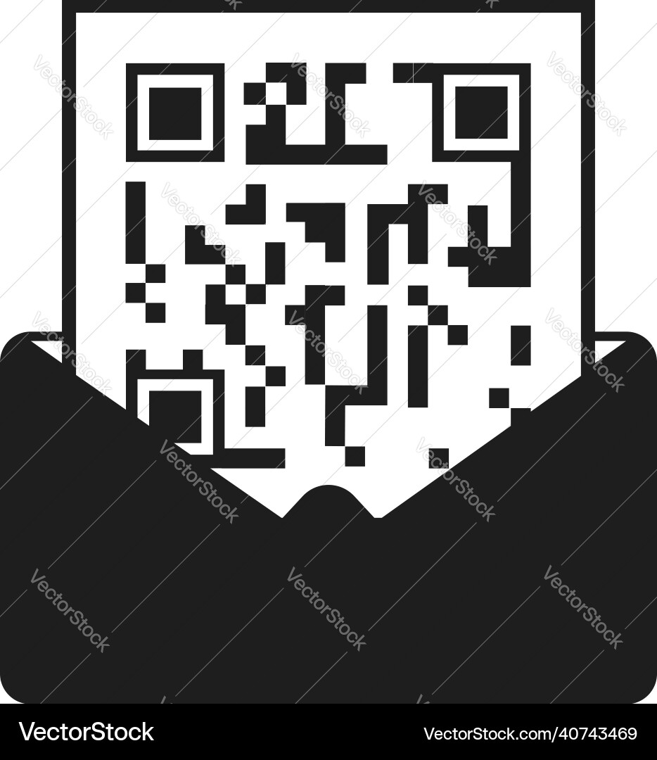 Qr code in a black envelope image Qr code in a black envelope image vector image