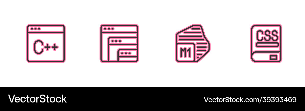 Set line software processor and books about Set line software processor and books about vector image