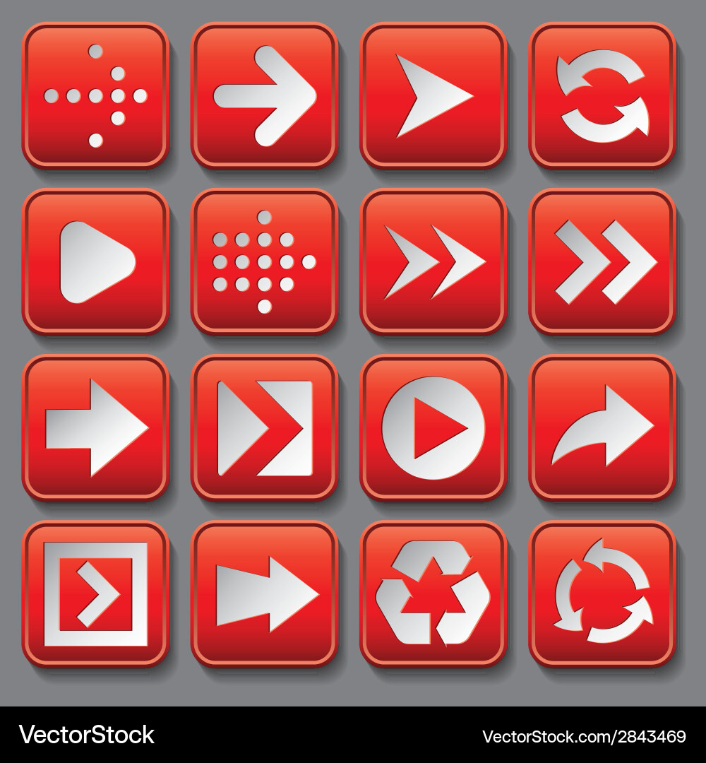 Set of stylized buttons with different arrows vector image