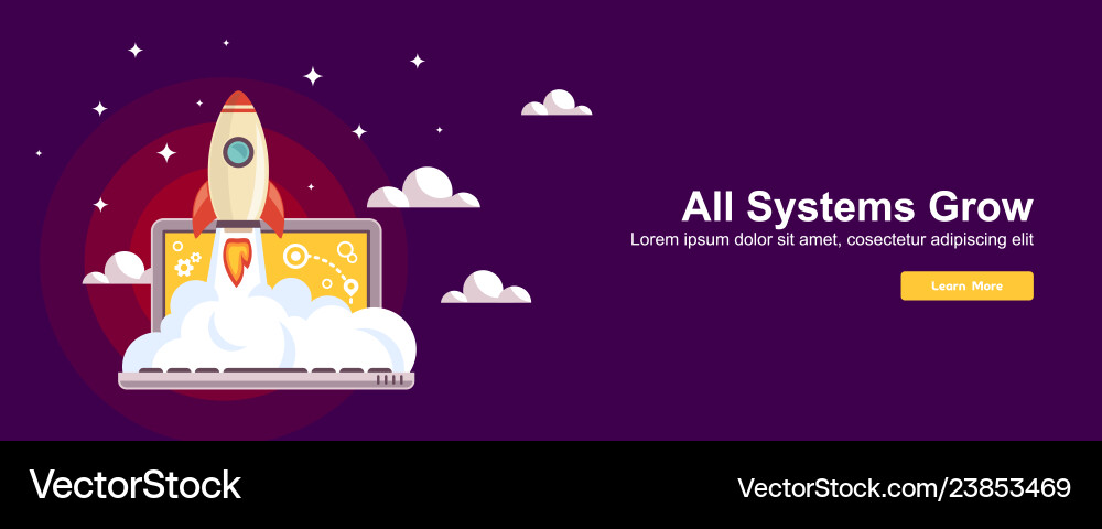 Start up simple rocket web design responsive Start up simple rocket web design responsive Vector Image