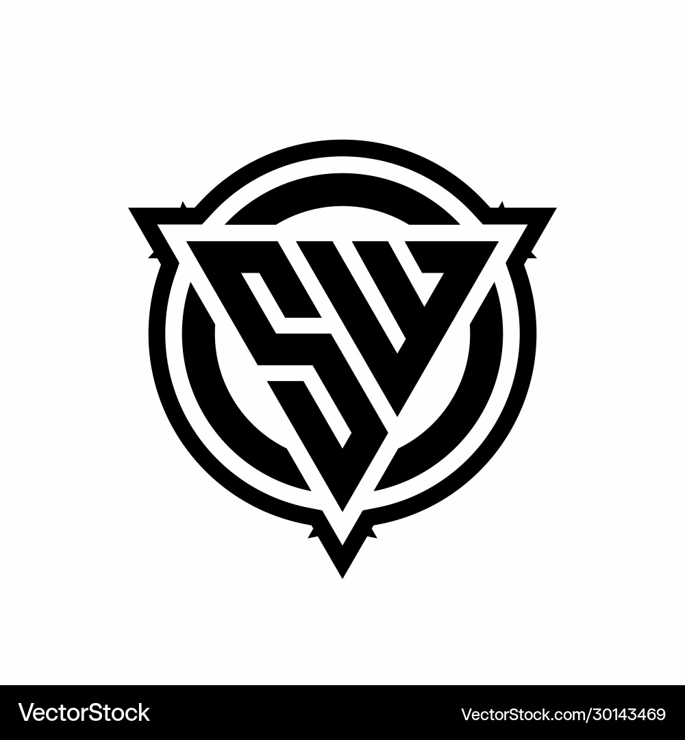 Sw logo with triangle shape and circle vector image