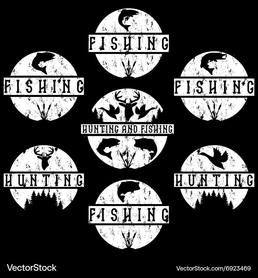Vintage Hunting & Fishing Labels Set Vector Image