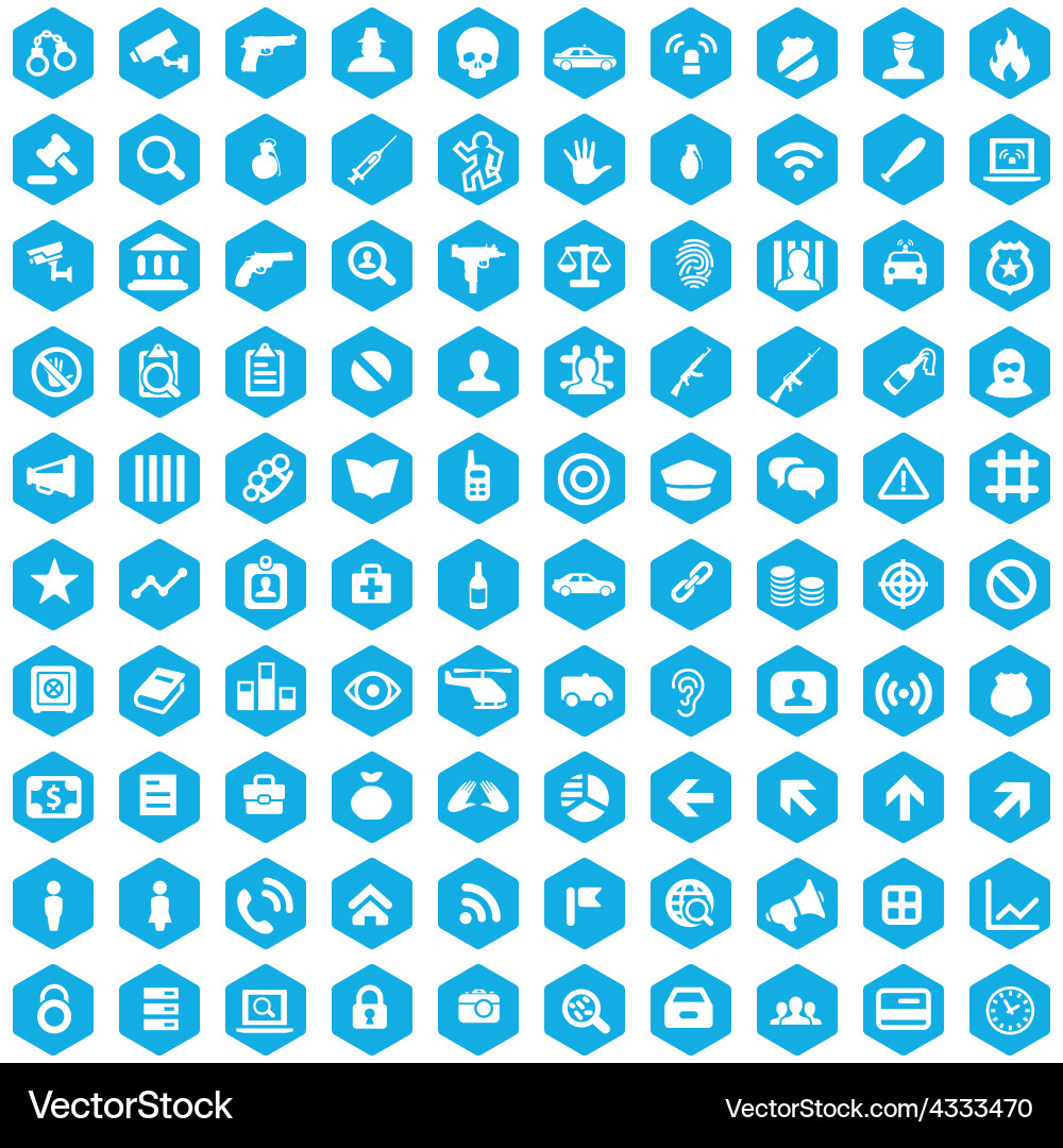 100 crime justice icons Vector Image