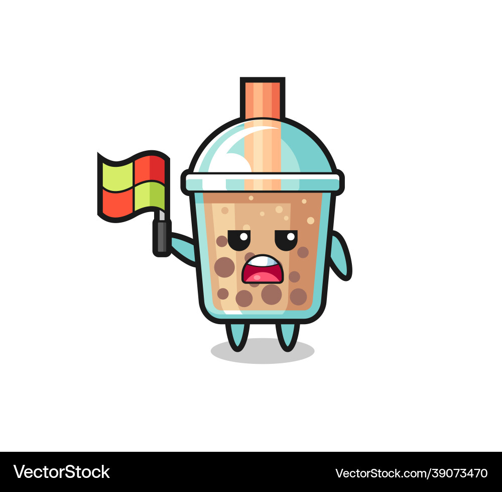 Bubble tea character as line judge putting Vector Image