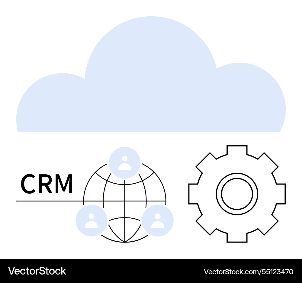 Cloud-based crm system with global connectivity Cloud-based crm system with global connectivity vector image