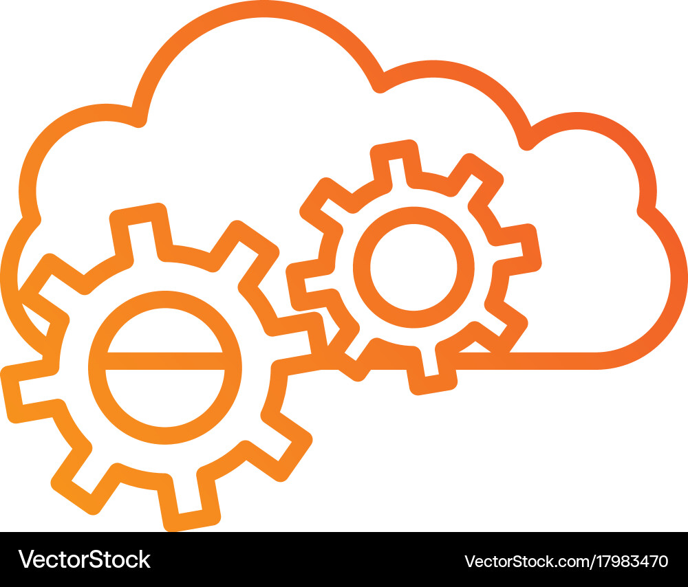 Cloud computing gears solution system vector image