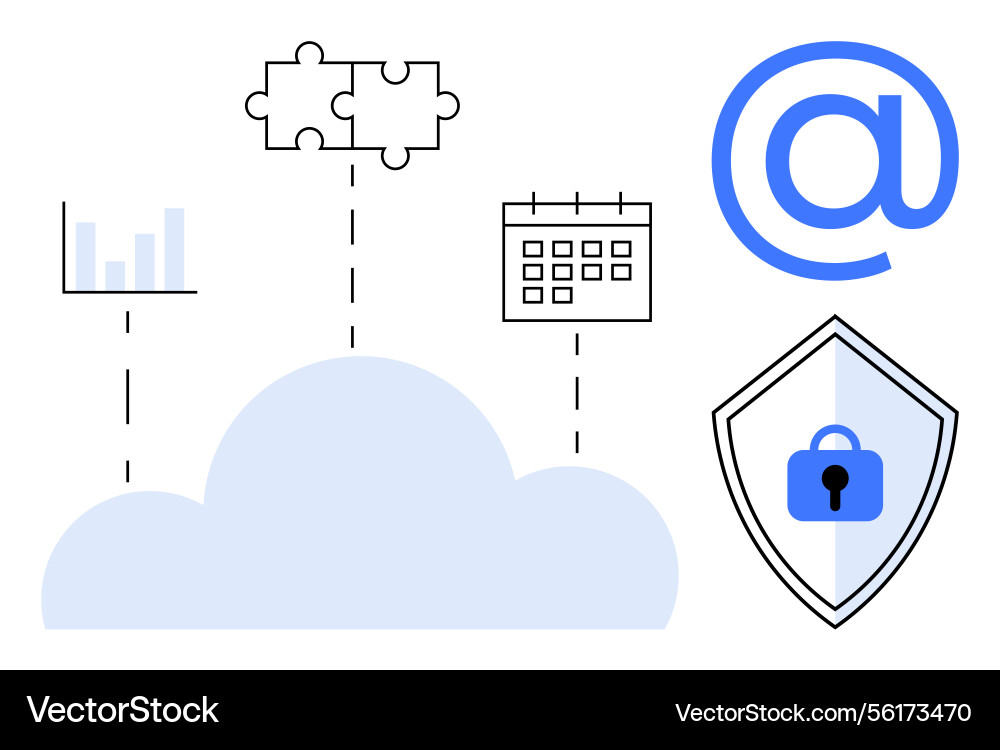 Cloud computing integration with data analysis vector image