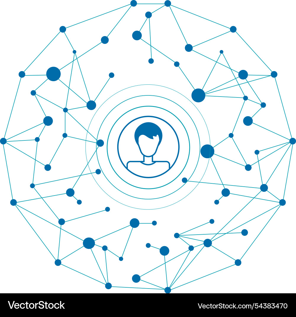 Connected user persona customer data web dots vector image
