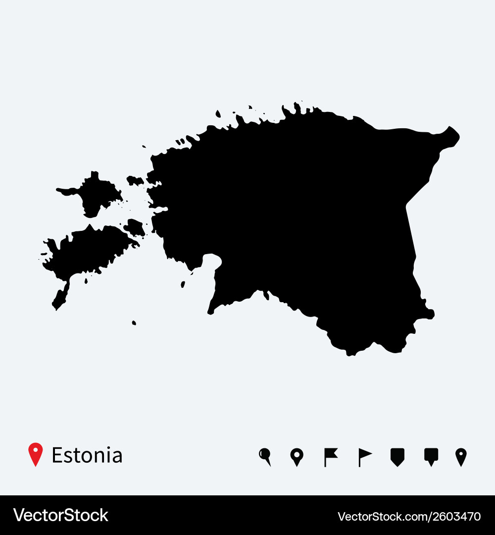 Detailed Estonia Map with Navigation Icons Vector Image