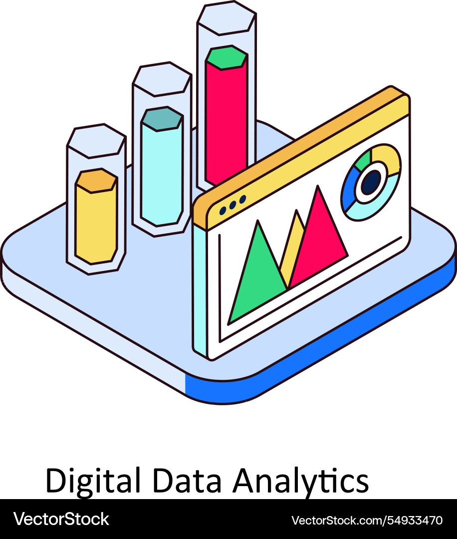 Digital data analytics isometric vector image