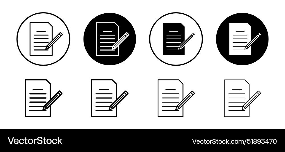 Edit file icon set collection outline Edit file icon set collection outline vector image
