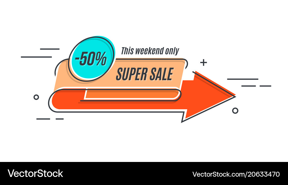 Flat linear promotion arrow banner scroll price Flat linear promotion arrow banner scroll price vector image