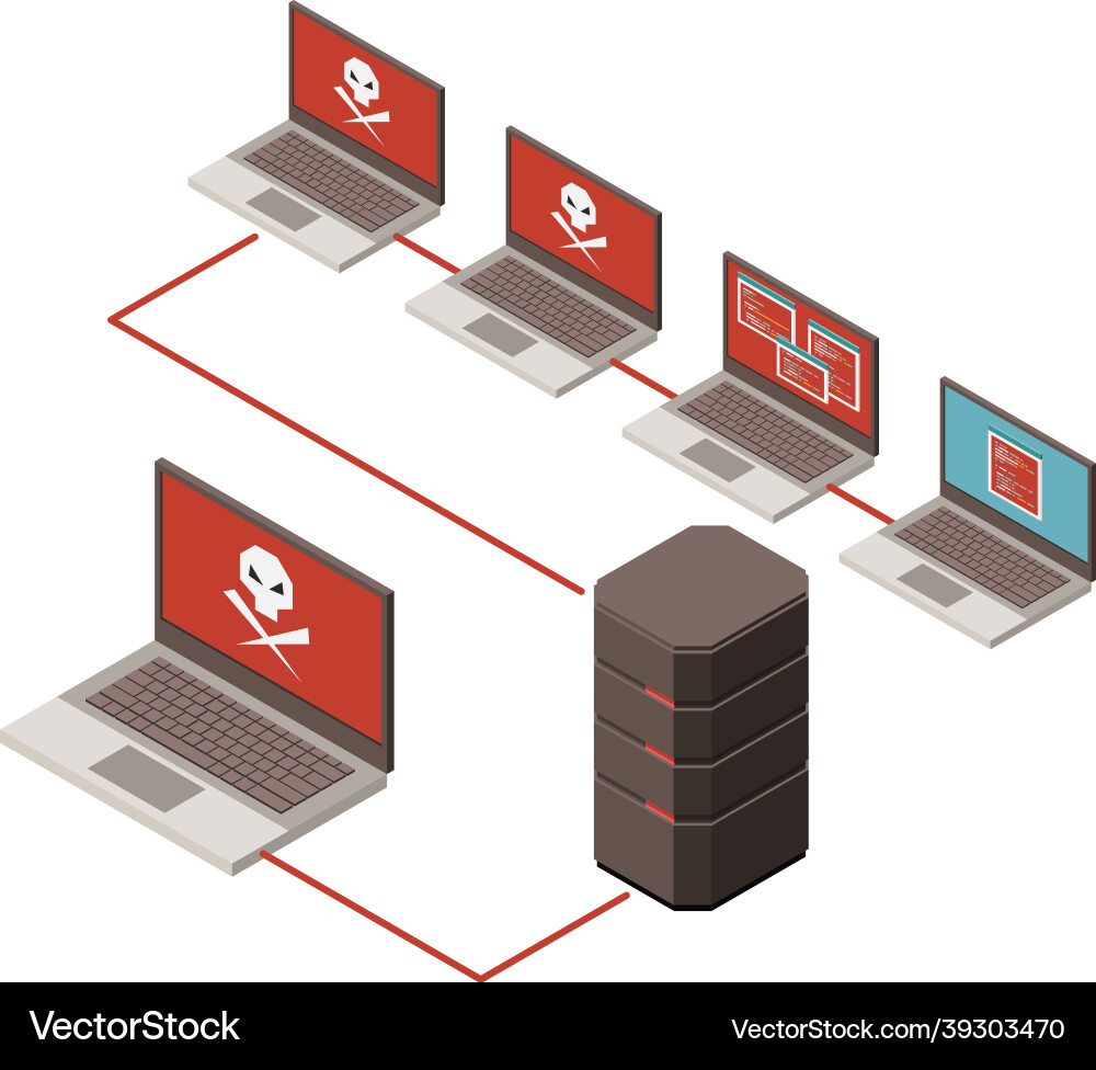 Hacking Isometric Cyber Security Icon Vektorbild