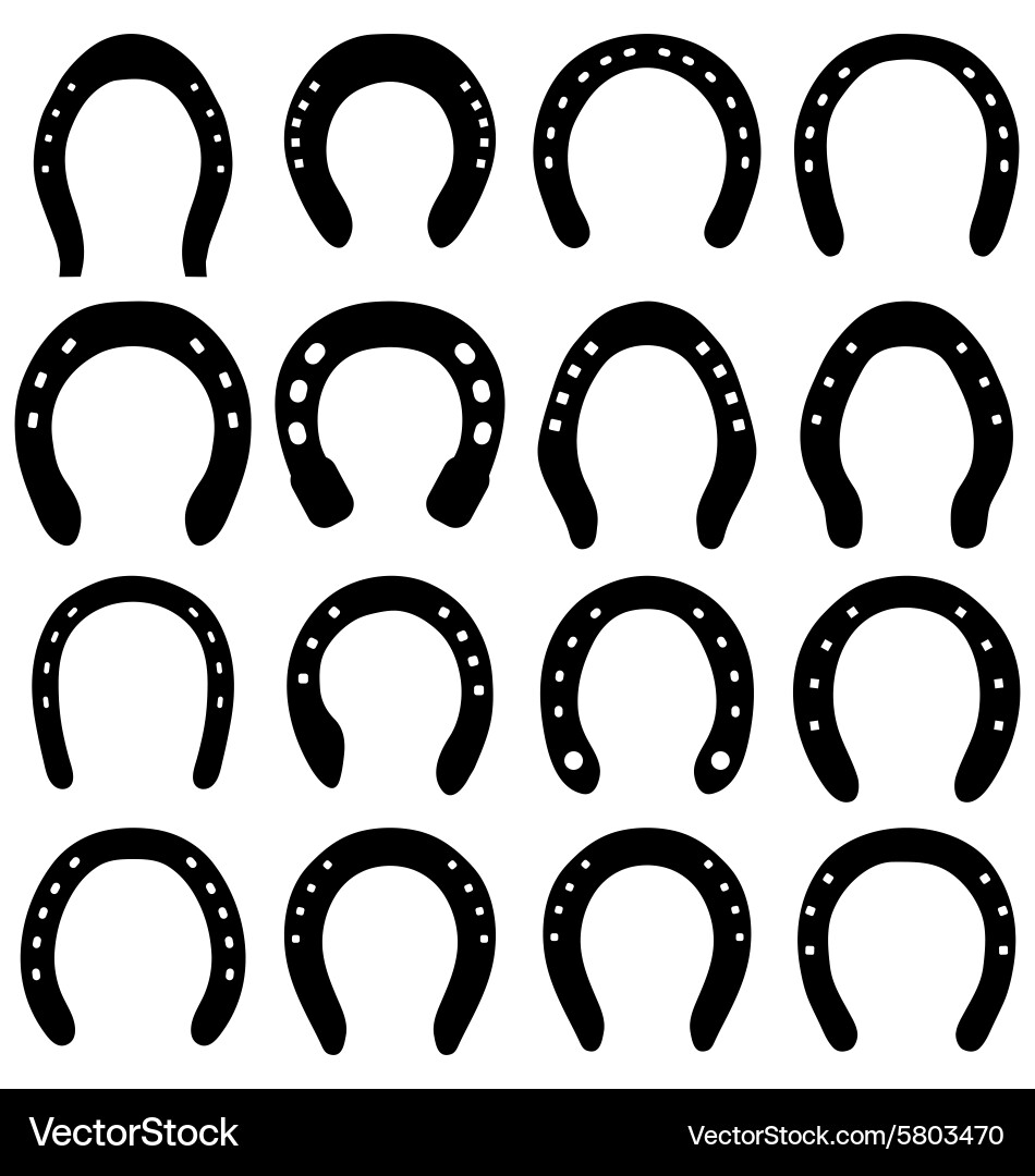 Horseshoes - Collection of Silhouettes Vector Image