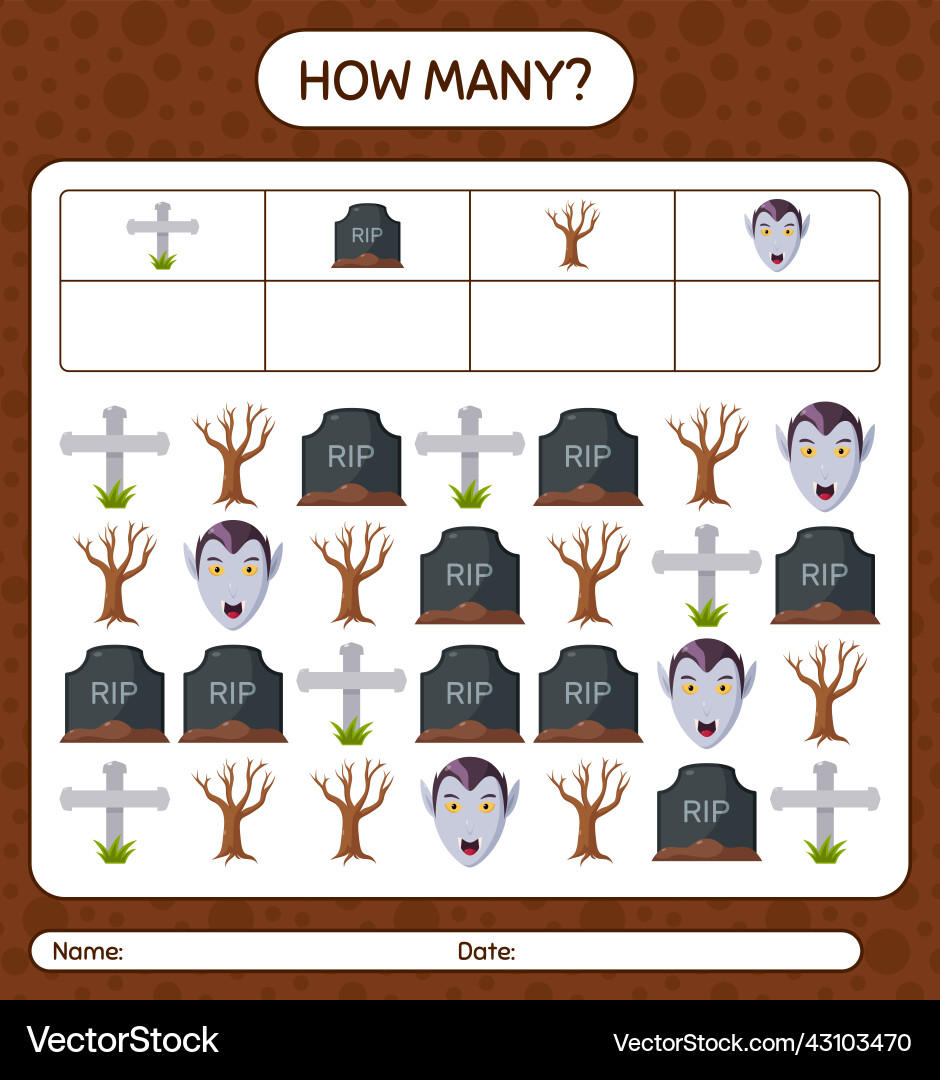 How many counting game with halloween icon Vector Image