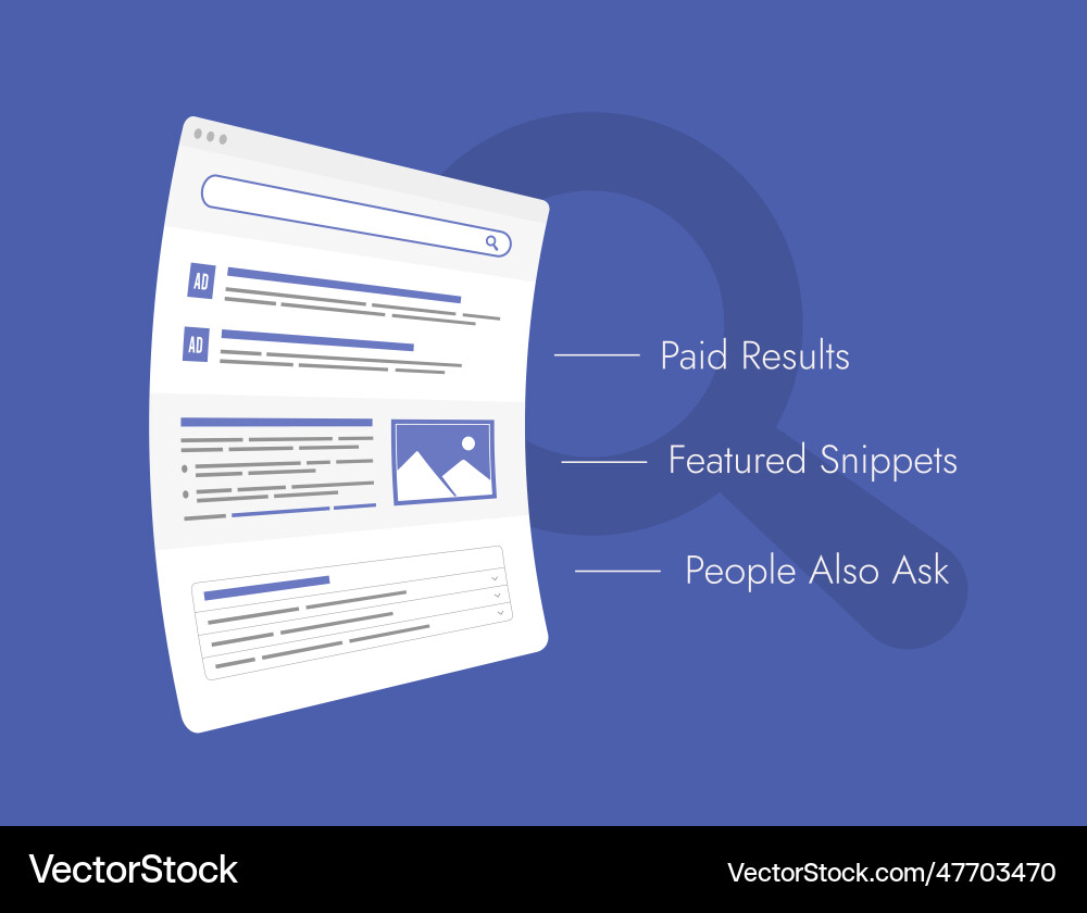 Maximize search results with featured snippets Vector Image