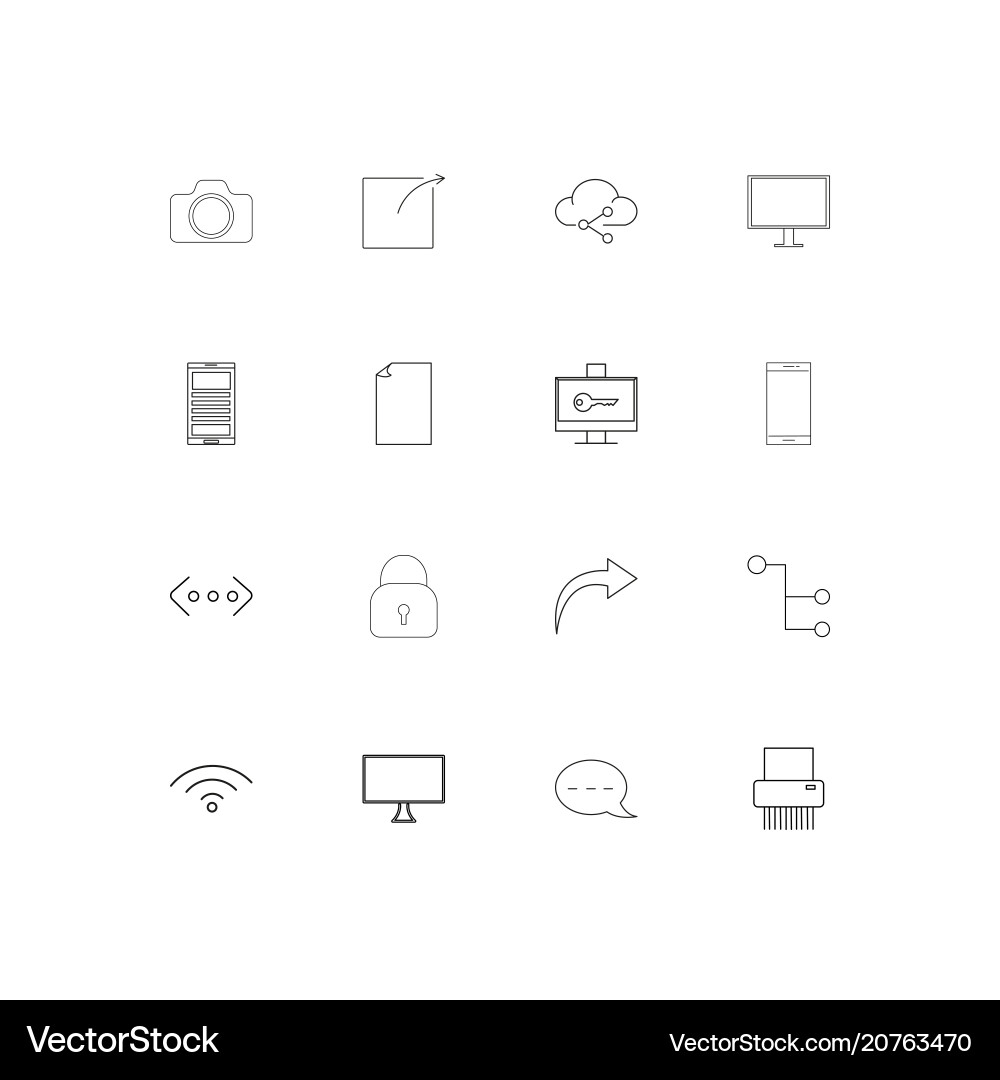 Network and database linear thin icons set vector image