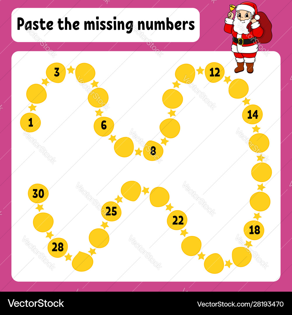 Paste missing numbers handwriting practice Paste missing numbers handwriting practice Vector Image