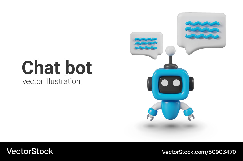 Realistic chat bot answers questions communicates vector image