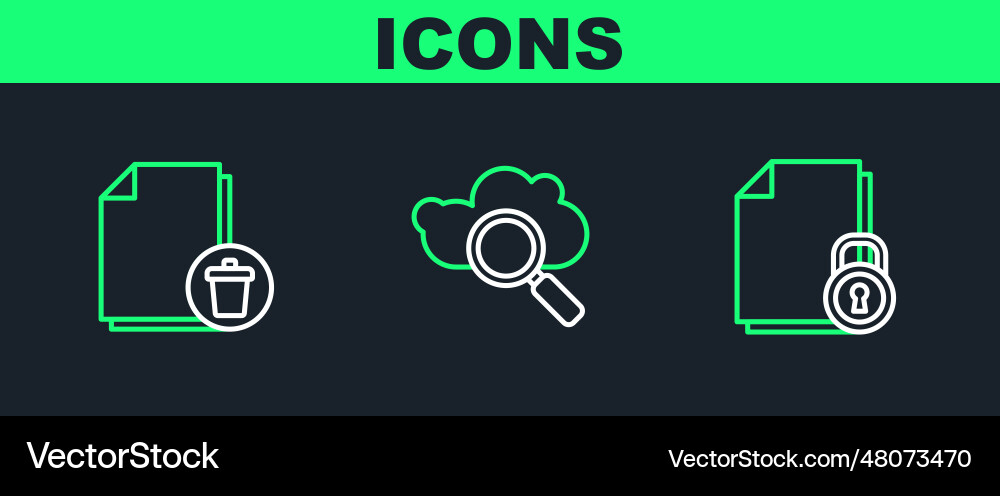 Set line document and lock delete file Set line document and lock delete file vector image