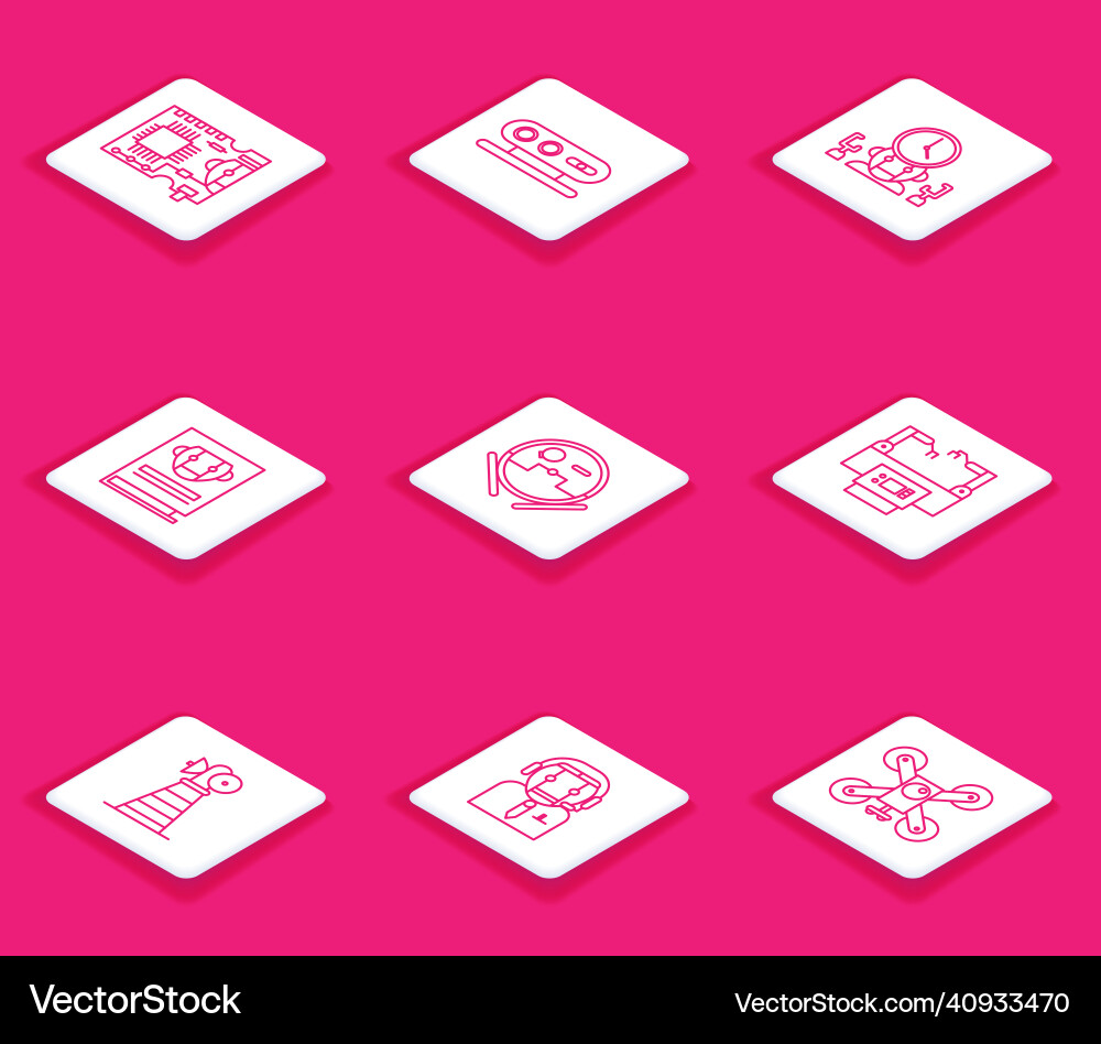 Set line printed circuit board pcb 3d scanning Set line printed circuit board pcb 3d scanning vector image