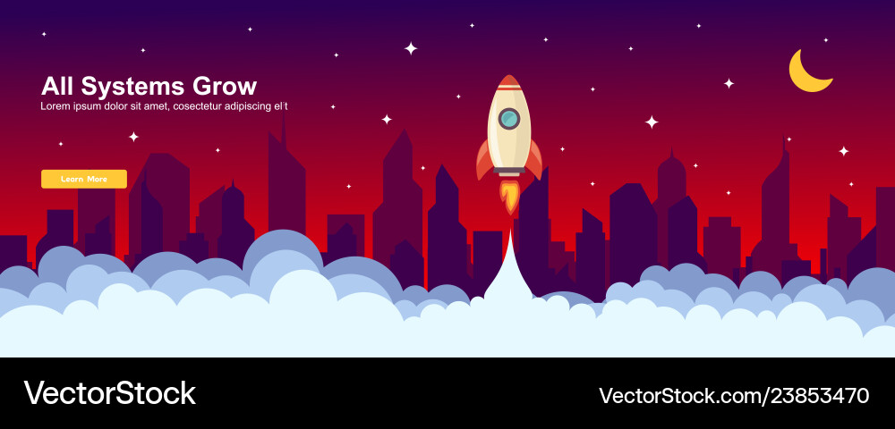 Start up simple rocket web design responsive Start up simple rocket web design responsive Vector Image