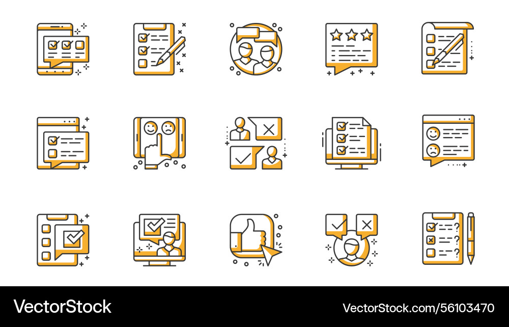 Survey icons set in outline stroke design for web Survey icons set in outline stroke design for web vector image