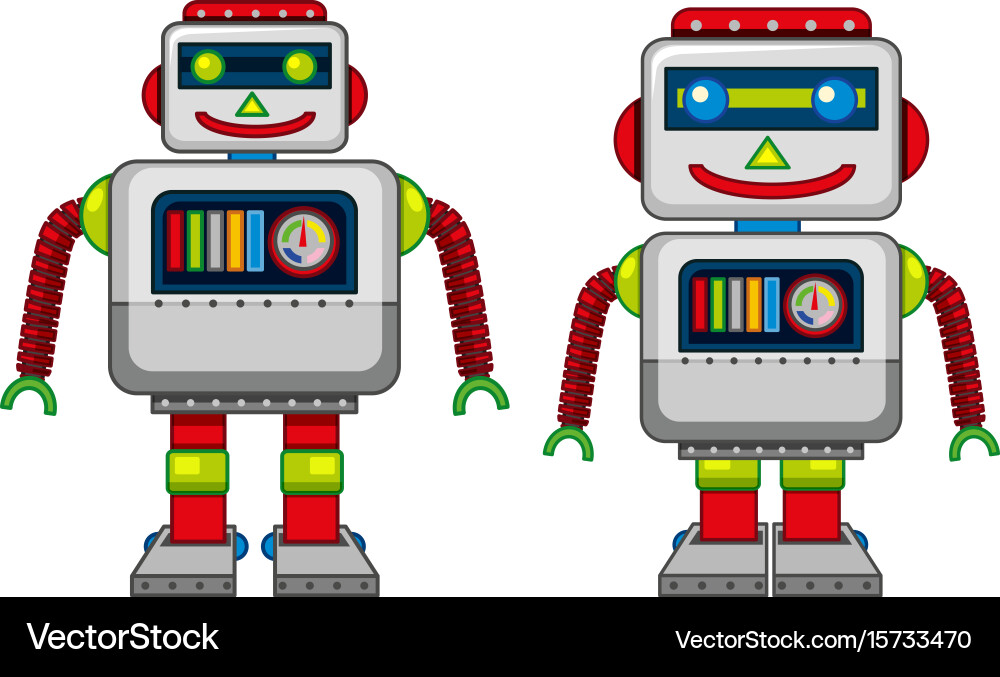 Two robots with happy face Vector Image