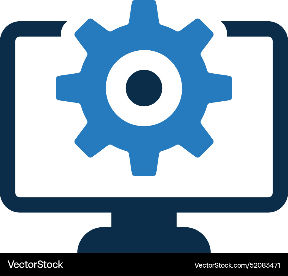 Computer desktop with gear inside vector image