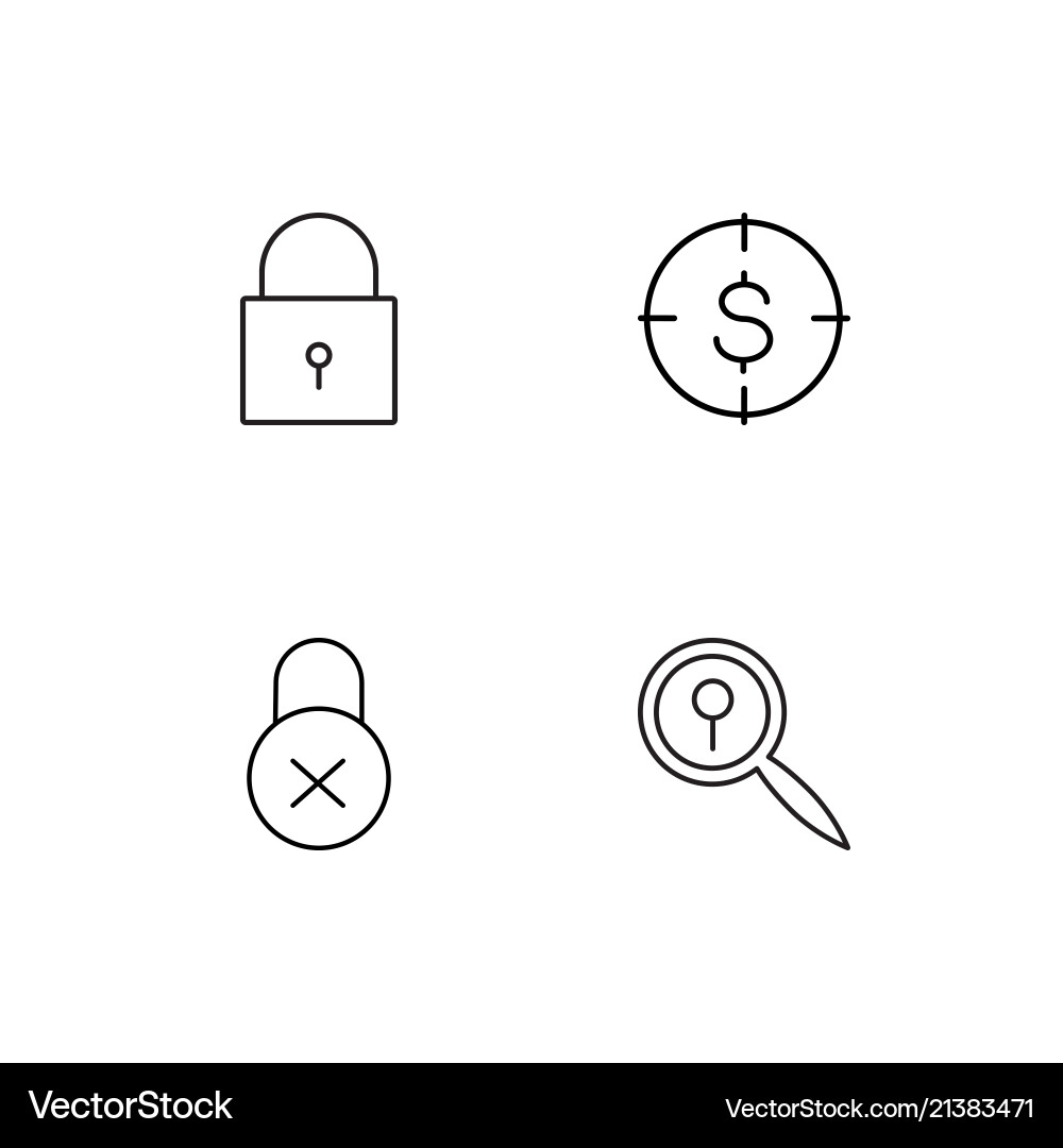 Cyber security linear icons set simple outline vector image