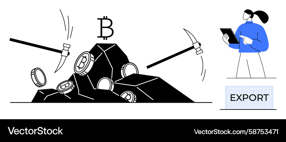 Digital Currency Mining & Export Vector Image
