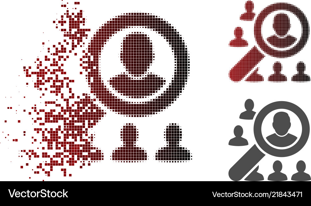 Dust pixelated halftone find user icon Dust pixelated halftone find user icon vector image