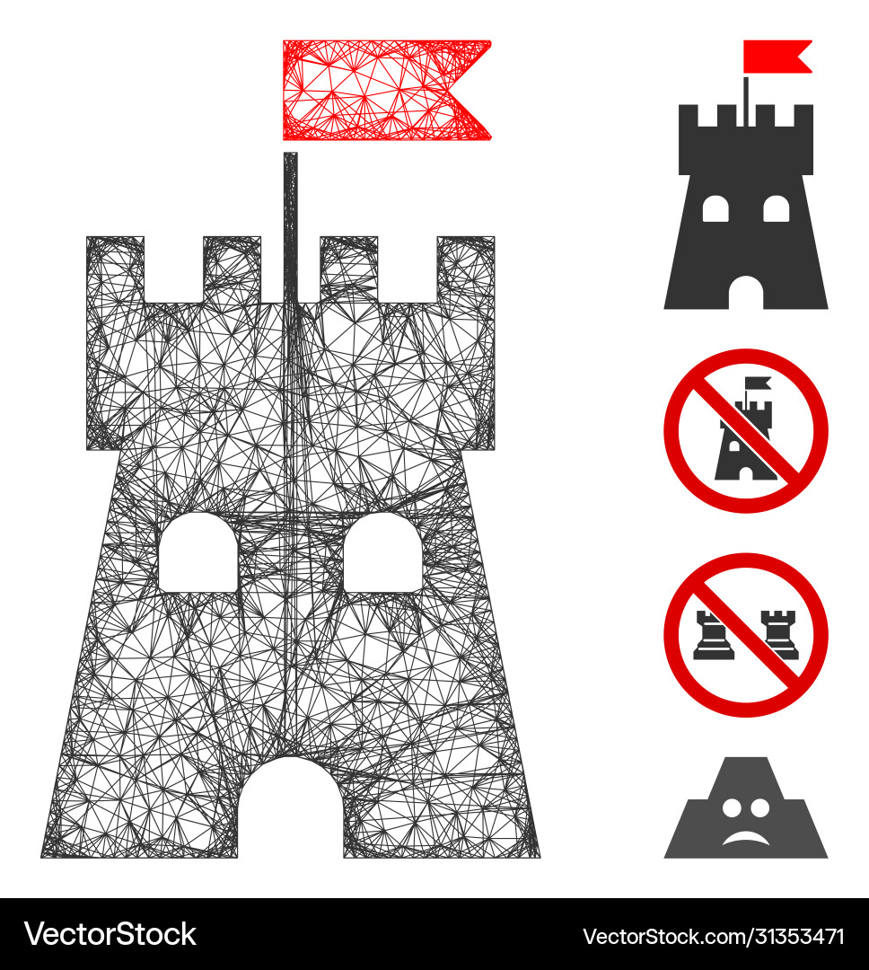 Fortress tower web mesh Fortress tower web mesh Vector Image