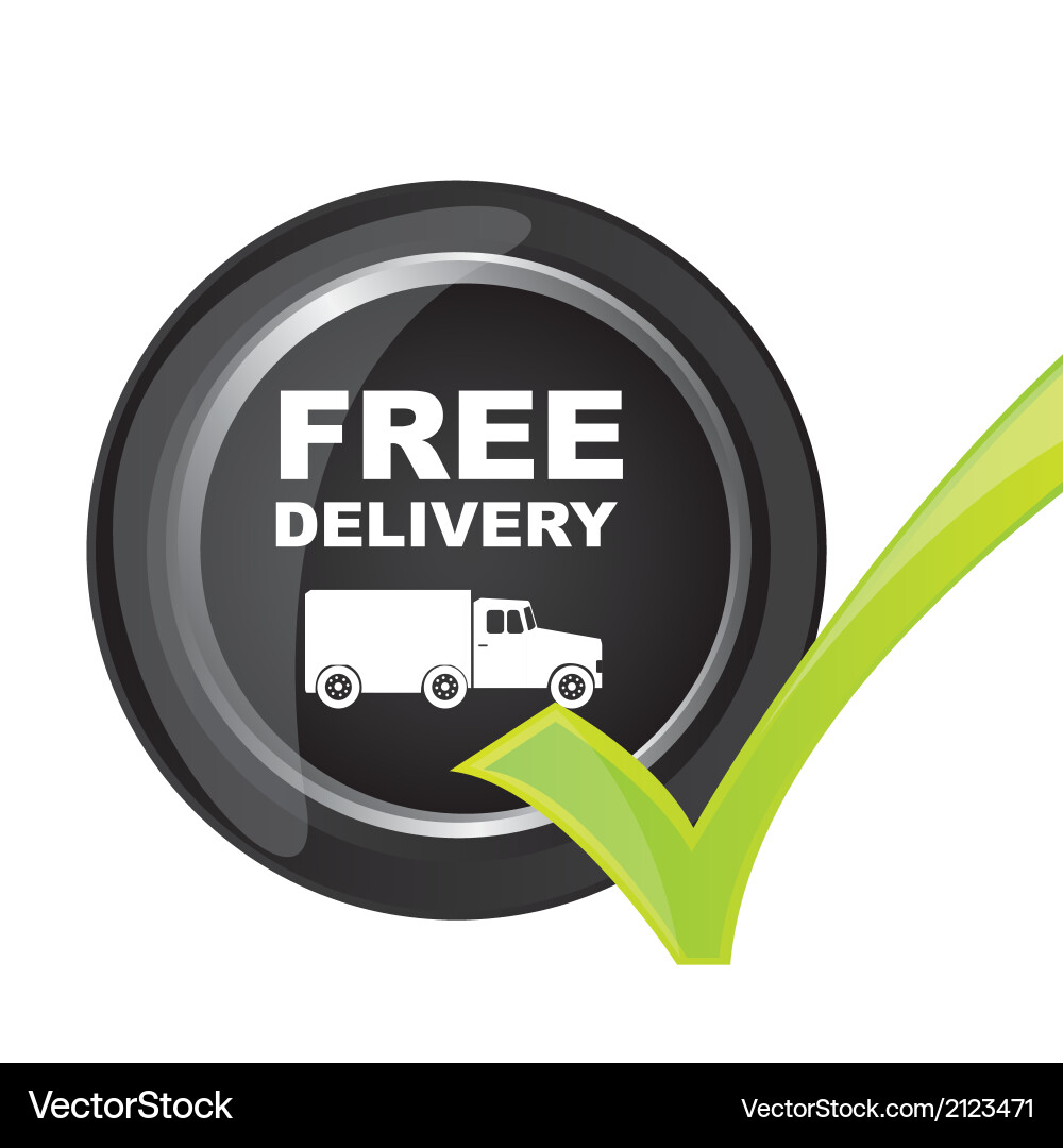 Free delivery button with check mark Vector Image