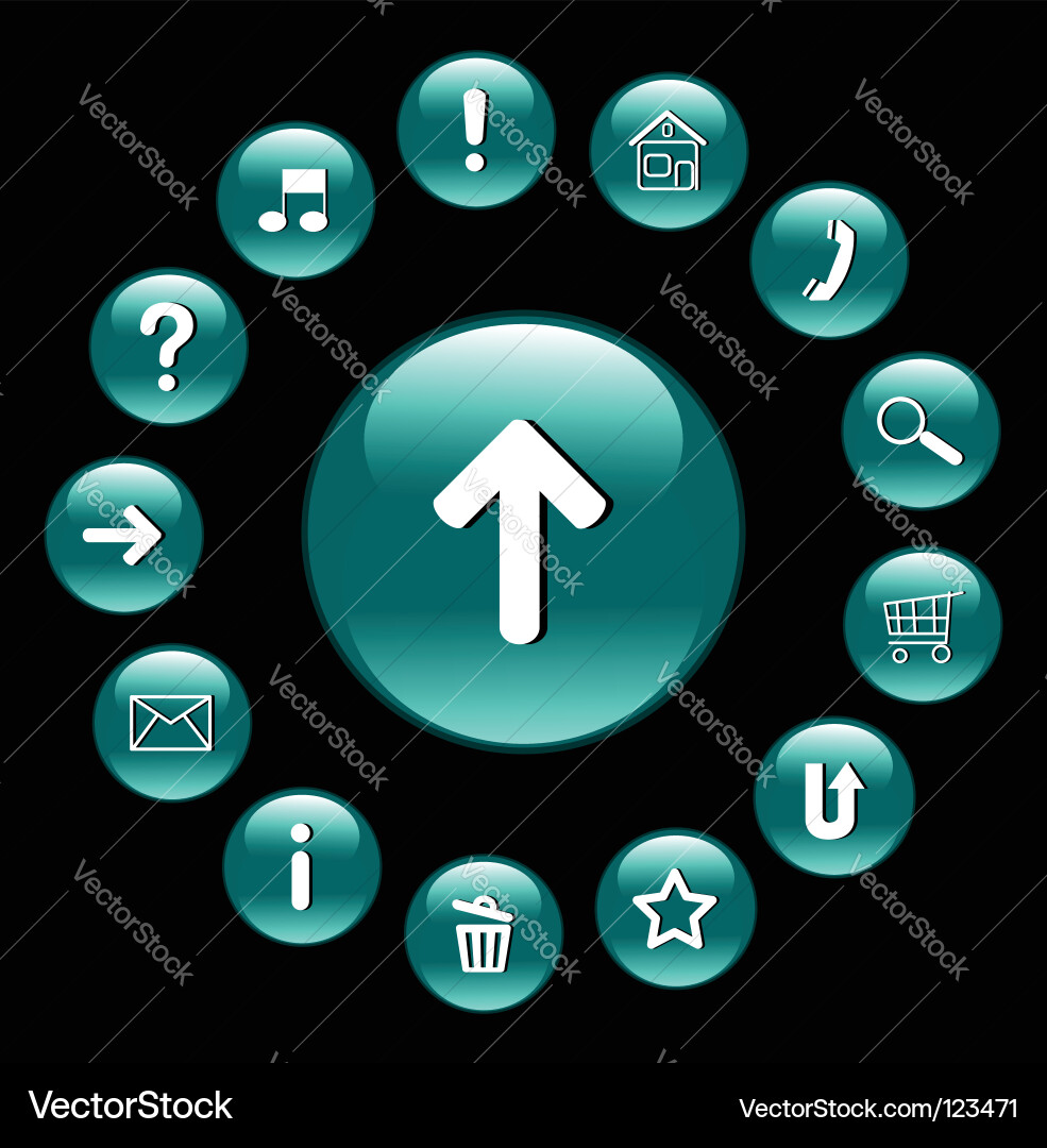 Glossy buttons with symbols Vector Image