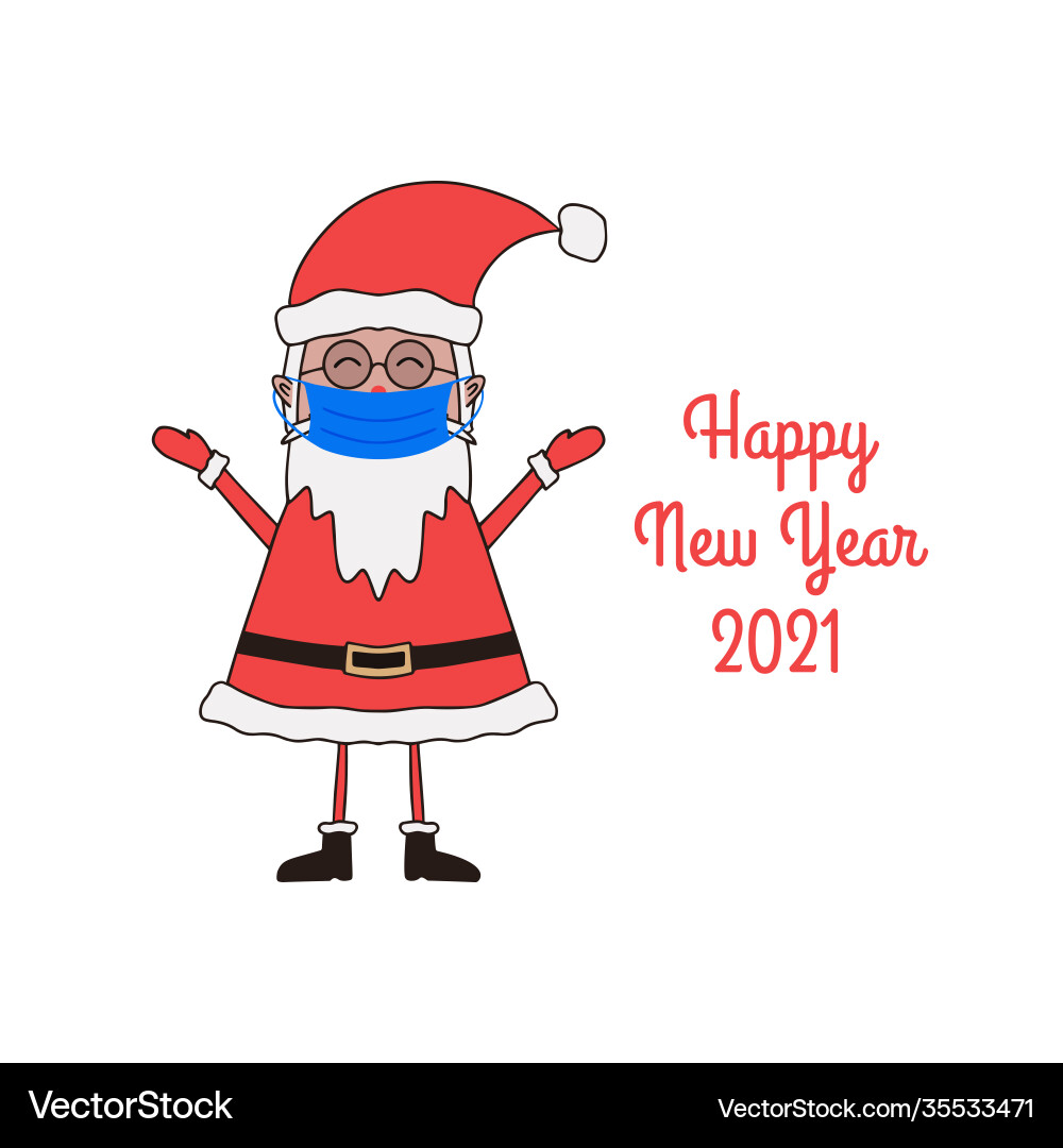 Happy new year greeting card with cute santa claus Happy new year greeting card with cute santa claus vector image