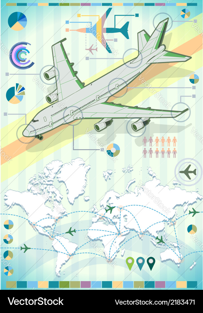 Infographic set elements with airplane Vector Image