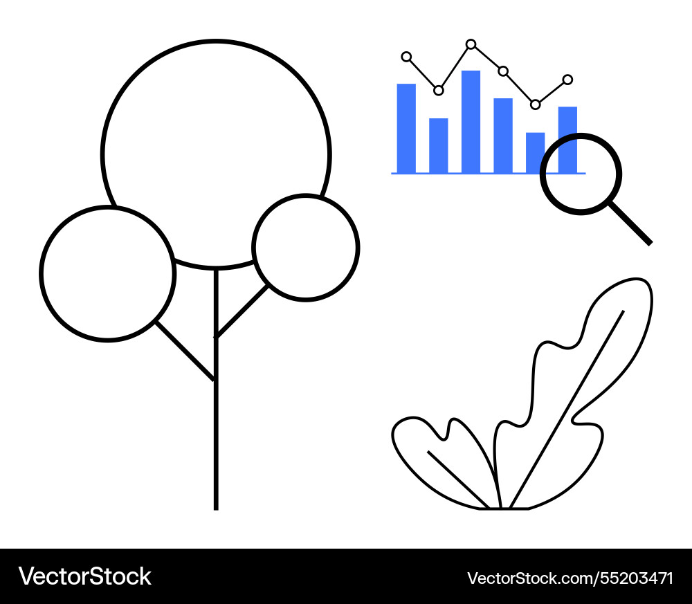 Minimalistic tree data analysis chart Minimalistic tree data analysis chart vector image