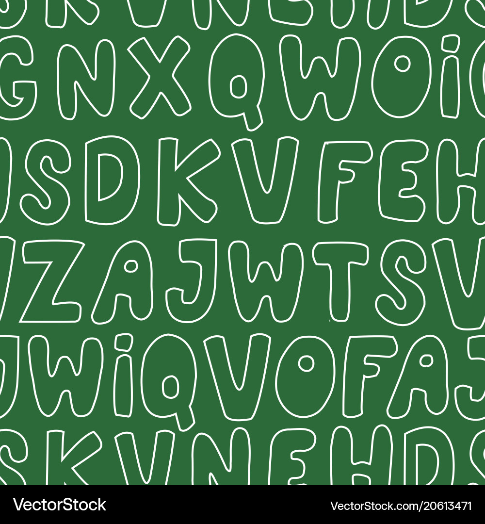 Seamless pattern with letters on green background Vector Image