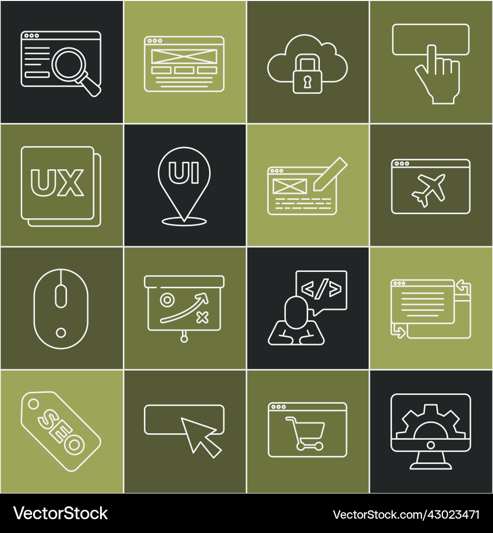 Set line web development ui or ux design website Vector Image