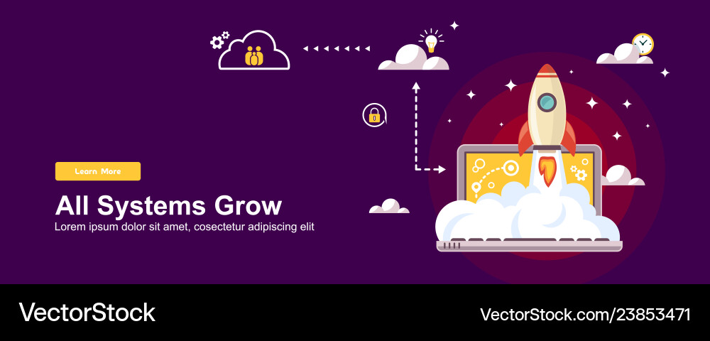 Start up simple rocket web design responsive vector image