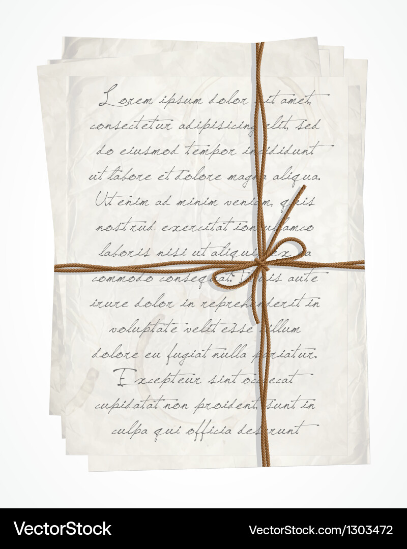 Antique Tied Letter with Calligraphy Royalty Free Vector