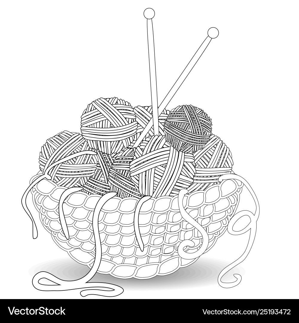 Basket with multi-colored tangles in a square vector image
