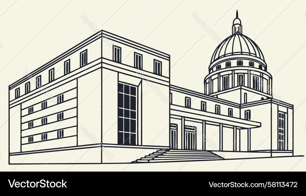 Classical Building with Columns Vector Image