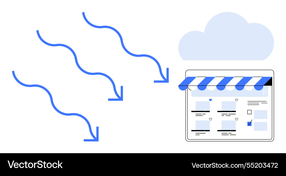 Cloud computing enhancing online storefronts Cloud computing enhancing online storefronts vector image
