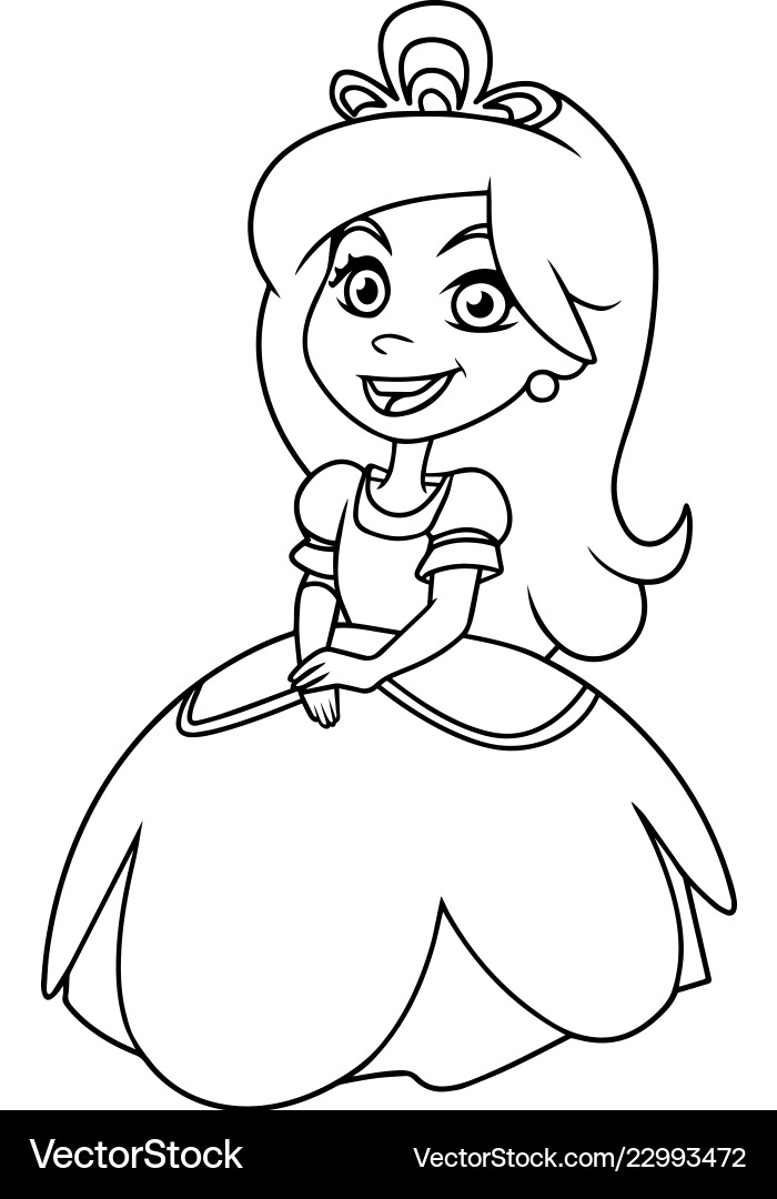Cute Princess Line Art Vector Image