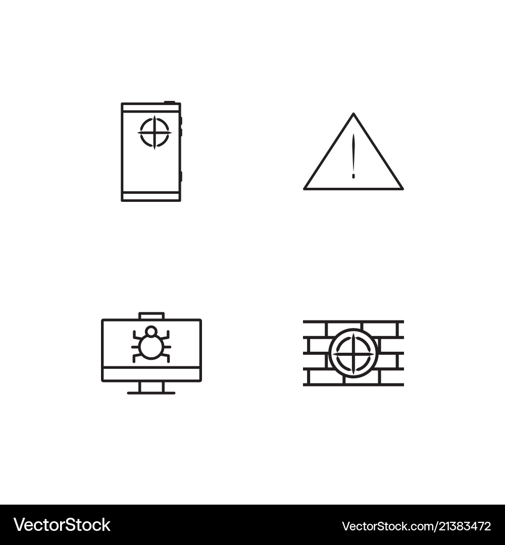 Cyber security linear icons set simple outline vector image
