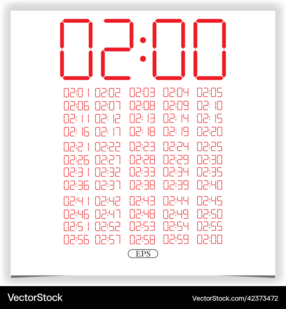 Digital Clock - 2 O'Clock Red Display vector image