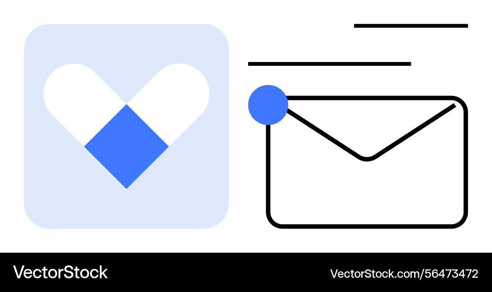 Envelope with notification dot and heart shape Envelope with notification dot and heart shape vector image