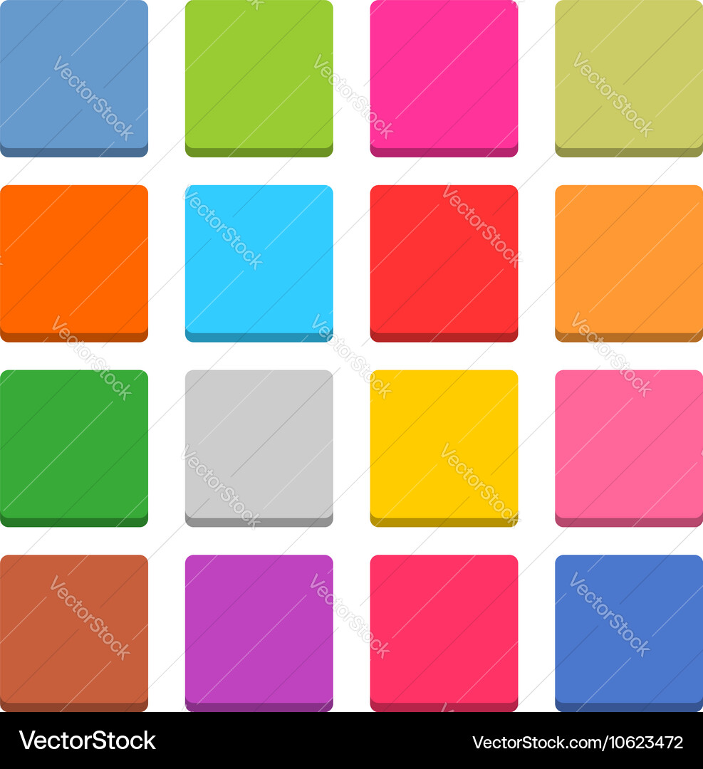 Flat blank web icon color square button Royalty Free Vector